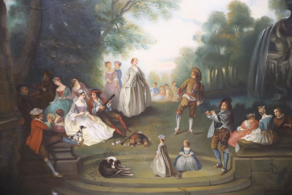 Continental School, oil on canvas, Fête galante scene